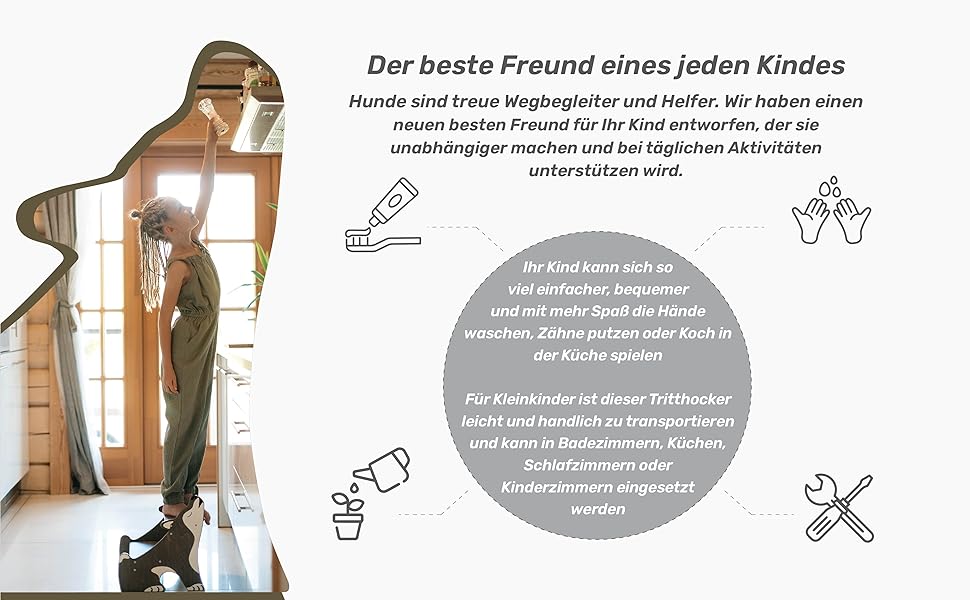 Дитячий тритуходер Wild Kids Modern Tritthocker з дерева, 2 сходинки, для ванної кімнати, натхненний меблями Монтессорі (колір: коричневий, світло-коричневий)