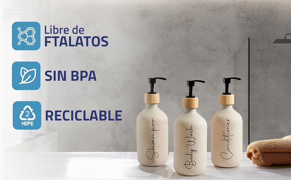 Набір дозаторів для мила в ванну кімнату, матовий чорний, 500 мл, 3 шт. для гелю та шампуню, з воронкою, елегантний та практичний