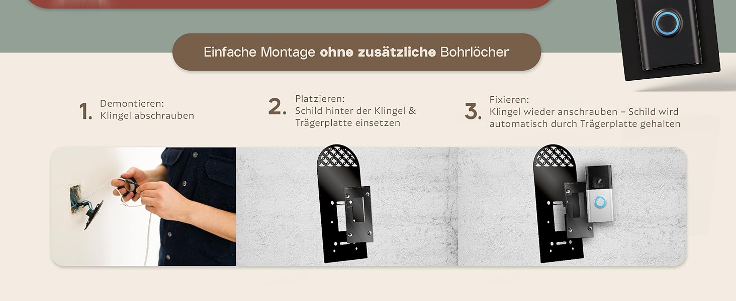 Клінцель для Ring Doorbell 2, 3, 3+: Персоналізоване табличко з акрилу для дверей, поштова скринька, гравіювання