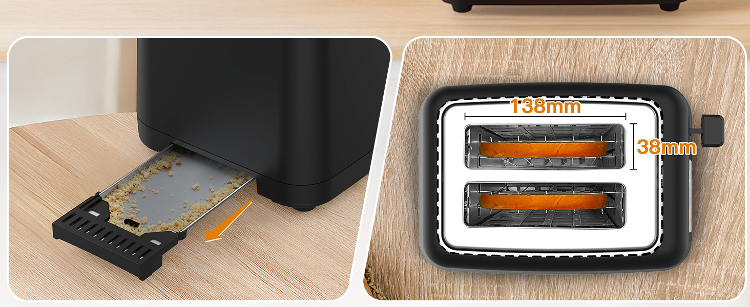 Тостер aeco toastlab Elite 2-слотовий з підставкою для булочок, широкі слоти, 6 рівнів підсмажування, 10 програм, 850W, LCD-дисплей, функція підняття, розморожування, піддон для крихт