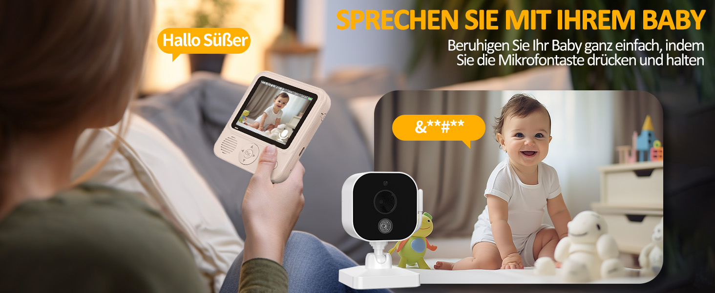 Відеоняня OBVHNUA з камерою 720P, IPS монітором 2.8