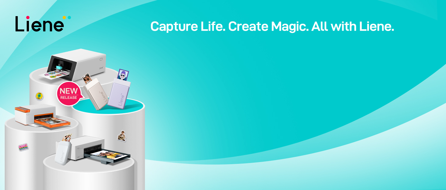 Портативний фотодрук для смартфонів Liene (10x15 см) + 2 пачки фотопаперу (20+80 листів), WiFi, сумісний з iPhone/Android/PC, 300 DPI, кольорова сублімація, білий