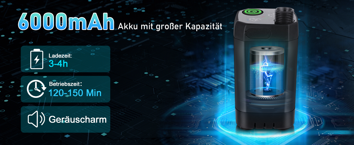 Портативна кемпінгова душа з акумулятором 6000mAh, 20L, з набором: душ, шланг 2м, для кемпінгу, відпочинку, автомийки, тварин. Чорний колір