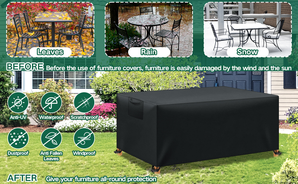 Водонепроникний чохол для садовой меблів - захисна тканина 420D Oxford, чорний, 180x120x74 см