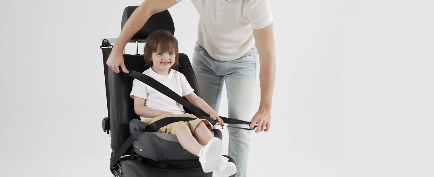 Дитяче сидіння-бустер Jovikids дитяче ISOFIX, бустер ECE R129 група 2/3 (приблизно 15-36 кг), потовщений тканинний чохол і адаптер Isofix, легко миється (синій)