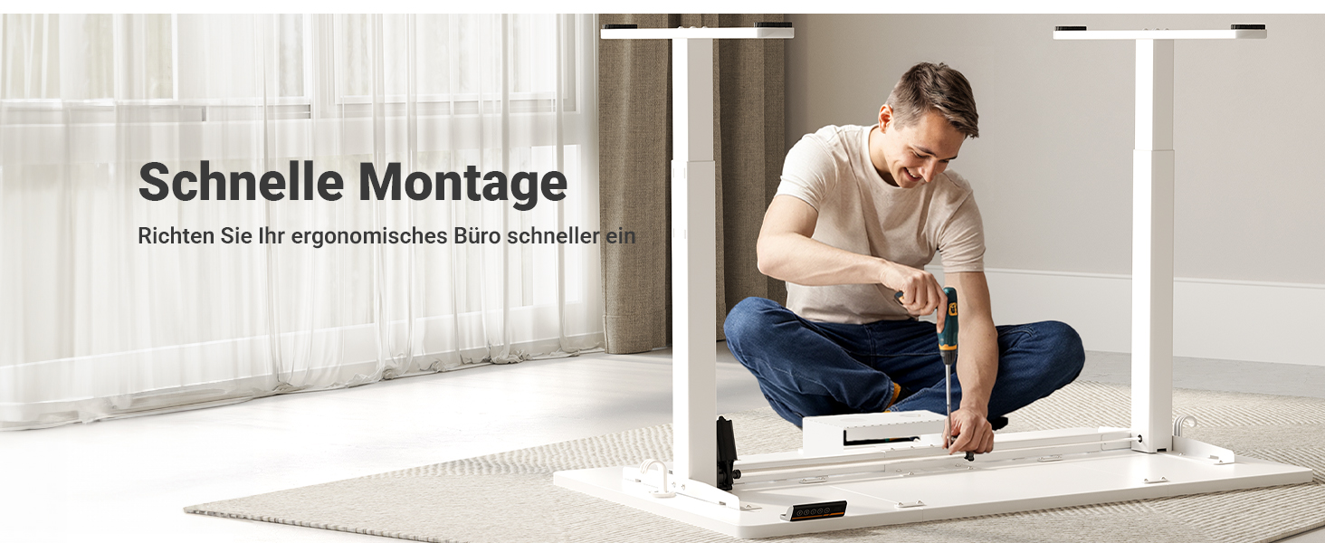 Регульований стіл Claiks 160x80 см (FSC®), 80 кг, 3 пам'яті, для дому/офісу, білий