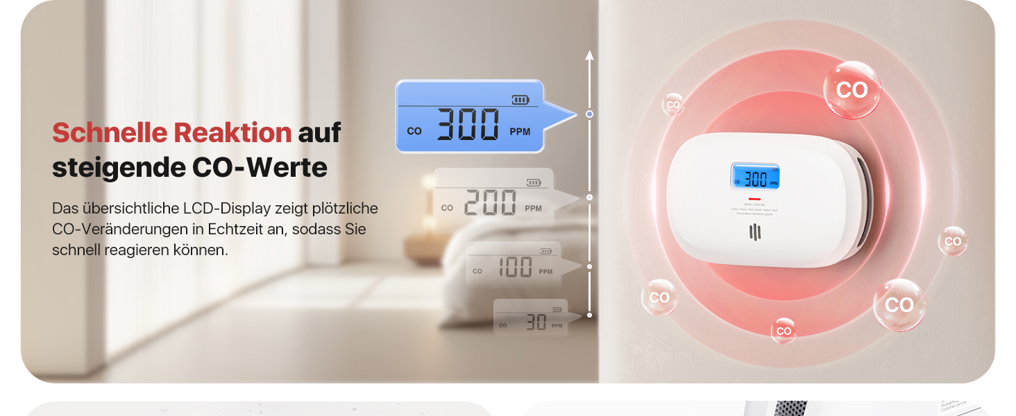 Датчик CO X-Sense XC0C-iR з LCD-дисплеєм, сертифікат TÜV Rheinland, керування через додаток, 1 шт.