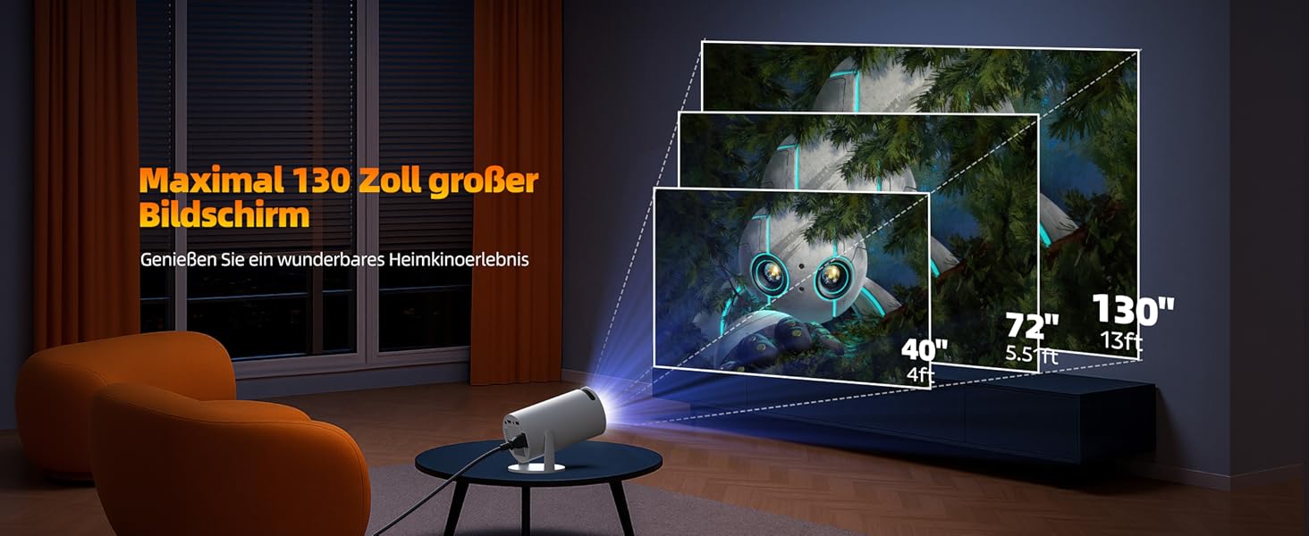 Портативний проєктор Mini Beamer 4K з WiFi6, Bluetooth 5.0 та Android 11.0. Підтримка HDMI, USB, Laptop для домашнього кінотеатру. Автоматичне вирівнювання зображення