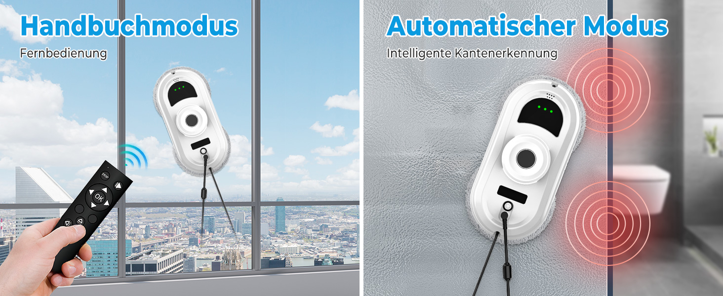 Робот для миття вікон, 5600Pa, з автоматичним розпиленням, 3 режими, інтелектуальна навігація, розпізнавання країв, пульт ДУ, система безпеки та 10 ганчірок для миття