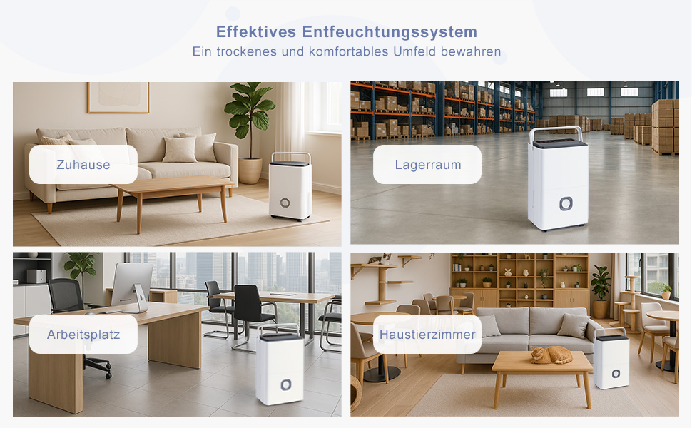 Електричний осушувач повітря з насосом: 80 л/день, компресорний, бак 8 л, повітряний потік 400 м³/год, смарт-гігростат, тихий будівельний осушувач для підвалу/квартири/офісу/ванної кімнати/спальні, чорний & білий (сірий & білий)