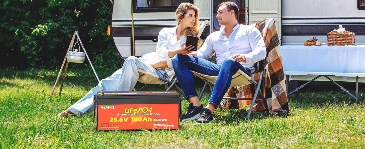 LiFePO4 акумулятор 12V 200Ah (2560Wh) з BMS 100A, літієва батарея Deep Cycle для кемпінгу та будинків на колесах, підтримка 4S4P