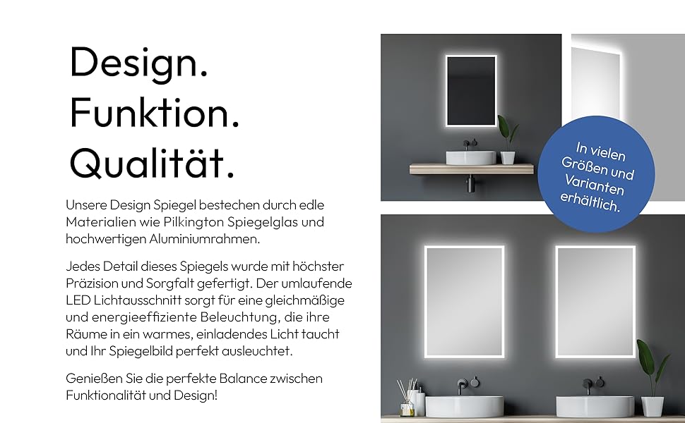 Дзеркало для ванної кімнати Talos з підсвічуванням 50x70 см - LED дзеркало з світловою рамкою, вологостійке (алюмінієва рама), нейтральний білий світ (4200K)