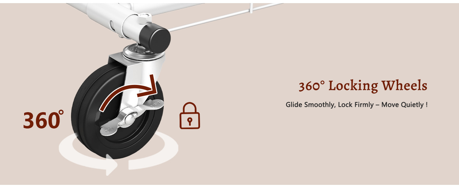 Стійка для одягу на колесах FAVOOOSTY, металева, мобільна, до 200 кг, швидка установка, білий колір, 1 перекладина