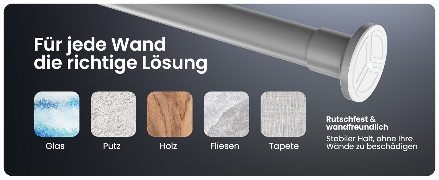 Телескопічна штанга для кріплення 260-310 см, Ø 25 мм, багатофункціональна штанга без свердління. Підходить для карнизів, штор, душових завіс, ванних кімнат та балконів (70-120 см, сіра)