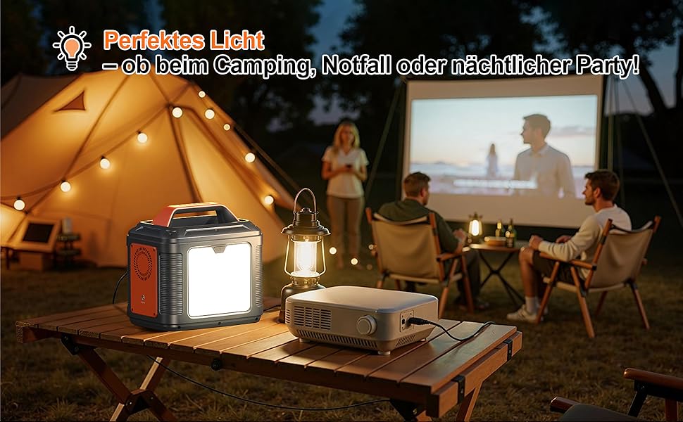 Портативна електростанція SBAOH 296Wh з LED-ліхтариком, 300W, 230V, USB, DC, для кемпінгу та подорожей (з сонячною панеллю 60W)