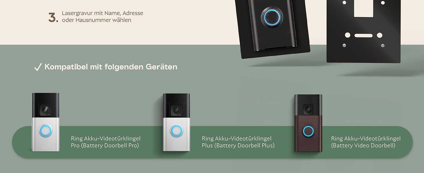 Клінцель для Ring Doorbell 2, 3, 3+: Персоналізоване табличко з акрилу для дверей, поштова скринька, гравіювання
