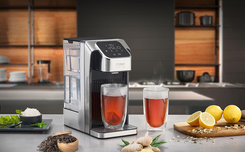 CASO HW 770 Advanced: Диспенсер гарячої води з фільтром, 13 температурних режимів (40-100°C), функція пам'яті, економія енергії до 50%