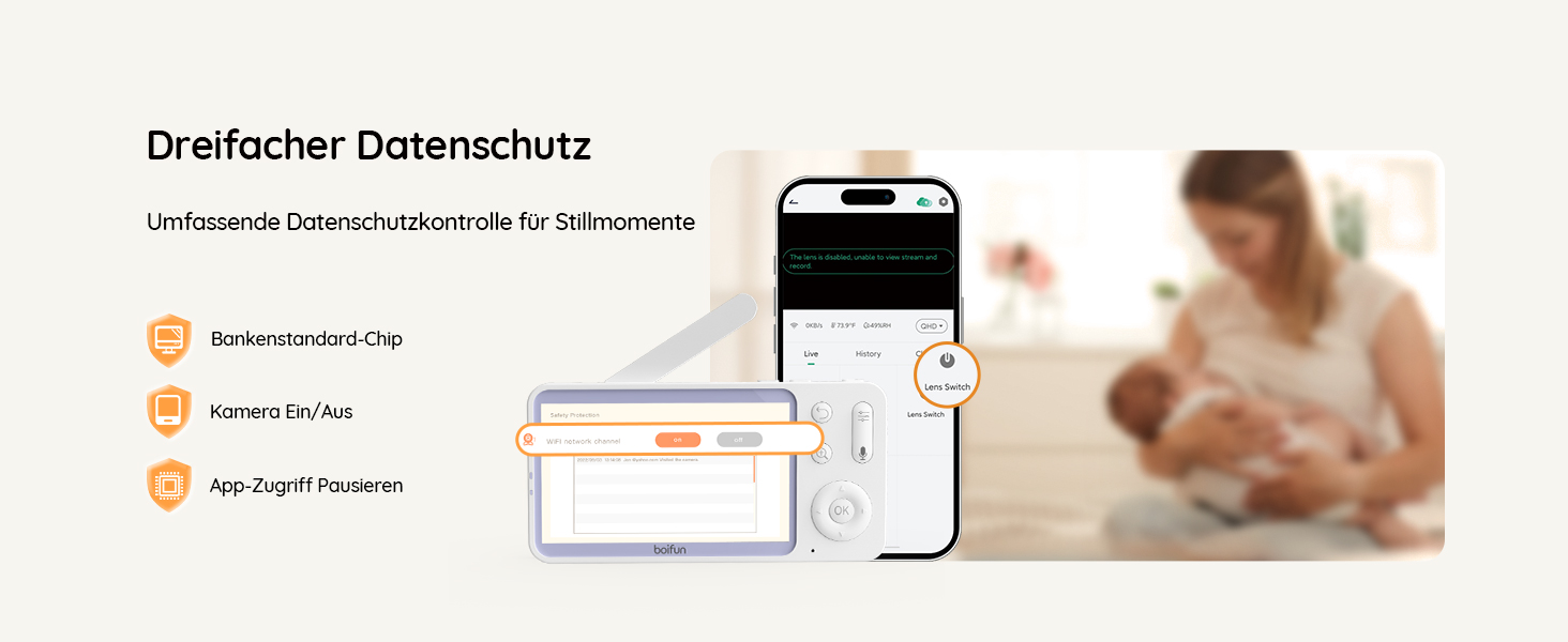 Відеоняня BOIFUN 2K/3MP з камерою Wi-Fi, нічним баченням, 5