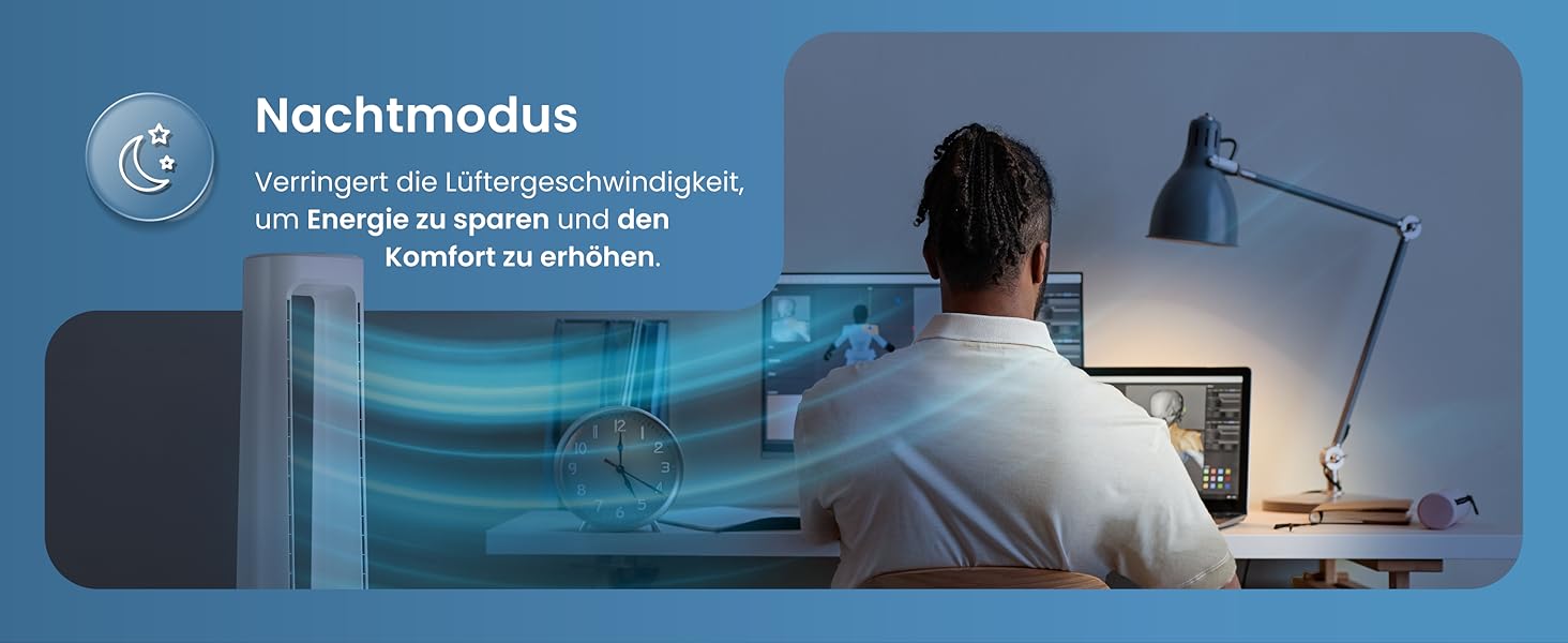 Вентилятор Pro Breeze OmniAir з очищувачем повітря, 105 см, осциляція 75°, пульт ДУ, HEPA 13, LED дисплей, 10 швидкостей, тихий, 5 режимів, Smart App