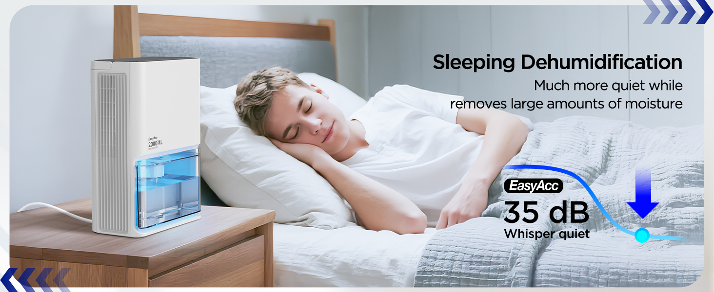 EasyAcc Електричний осушувач повітря 1200 мл, компактний, тихий, портативний, з автовимкненням та режимом сну. Ідеально для дому та офісу.