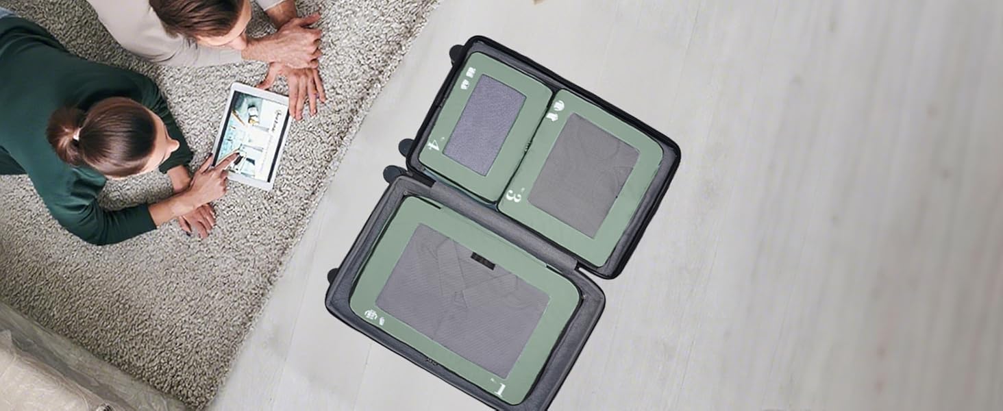 Набір органайзерів для валізи ECOHUB (7 предметів), дорожні пакувальні куби з застібкою-блискавкою з переробленого PET, синій