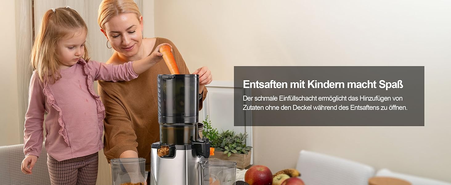Електрична холодний соковичавниця Fretta Slow Juicer з нержавіючої сталі, 250W, з функцією реверсу, BPA Free