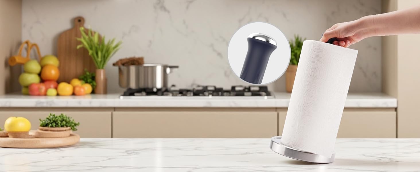 Тримач для паперових рушників KITCHENDAO на стільницю, стійкий сталевий диспенсер з поворотним механізмом та адгезивною основою, чорний