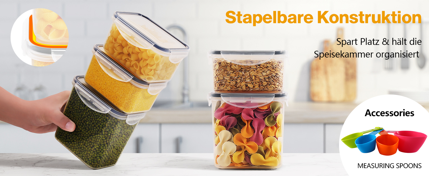 Набір контейнерів для зберігання продуктів YASHE 24 шт. з кришкою, герметичні, BPA-free, для сухої їжі, мюслі, борошна та цукру
