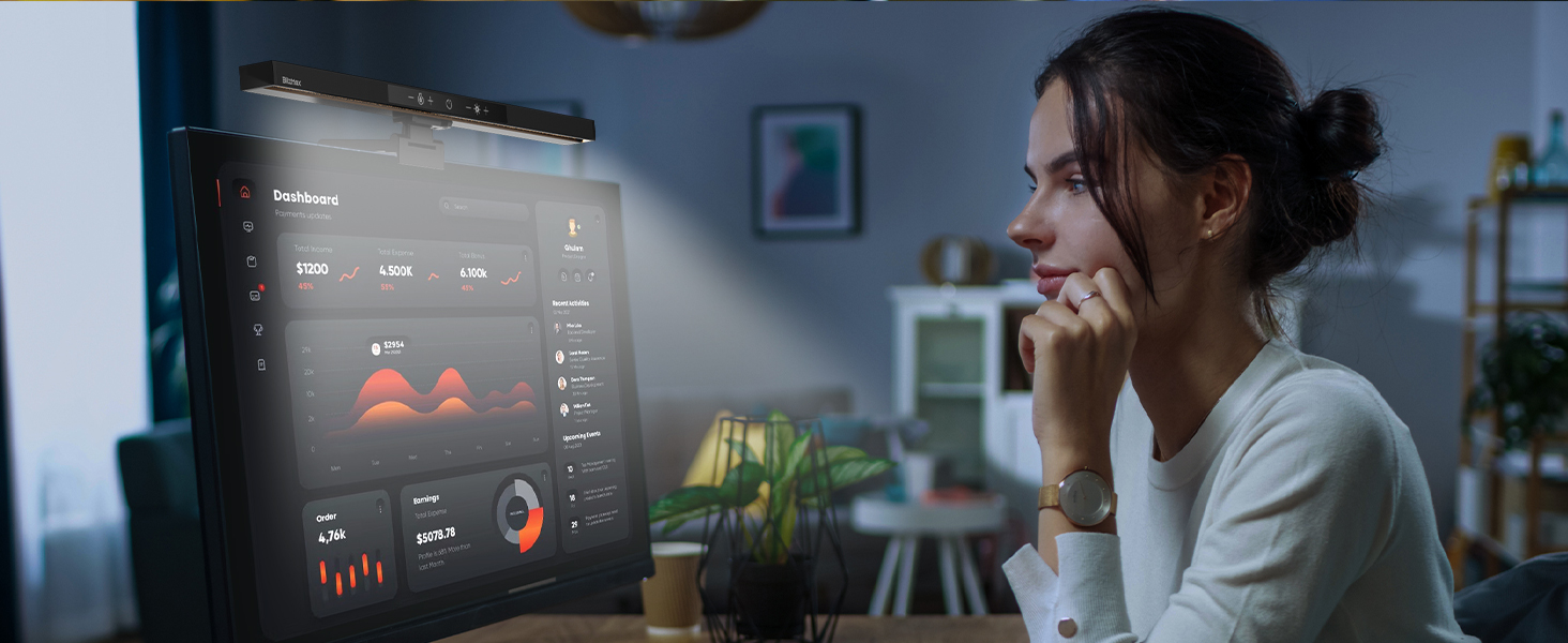 Моніторна лампа з пультом дистанційного керування, захист очей, регулювання яскравості та колірної температури, USB-лампа для монітора, ігровий офіс, дім