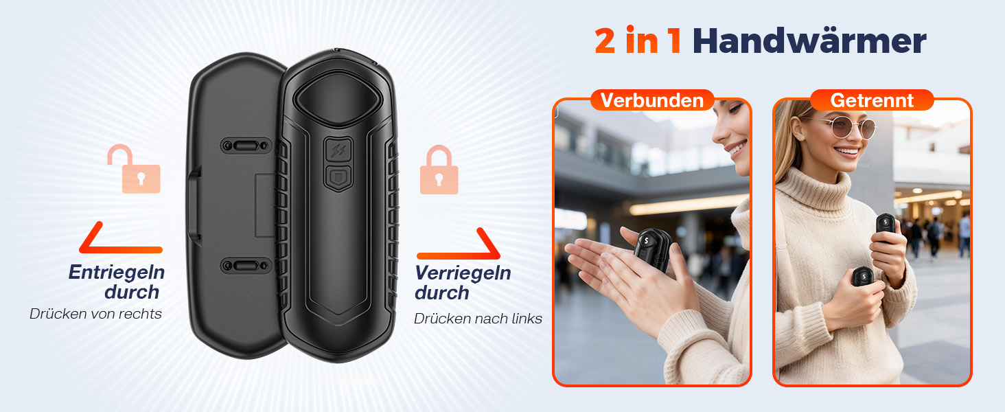 Грілки для рук акумуляторні, 2 шт, електричні, портативні, 6000mAh, кишенькові, ультралегкі, 5 режимів нагріву до 55°C, для кемпінгу, чорні