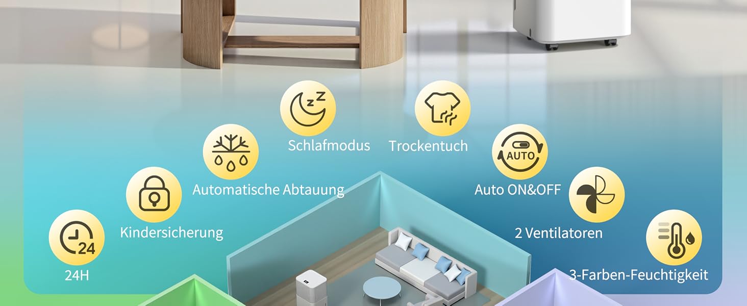 Електричний осушувач повітря 12л/день, сенсорне управління, дисплей, таймер, для дому, ванної кімнати, підвалу, білий