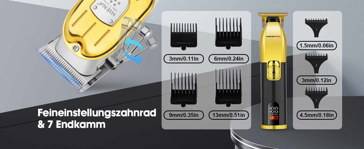 Набір тримерів для волосся HIENA PRO для чоловіків, тример для волосся та бороди, акумуляторний набір (золотисто-чорний)