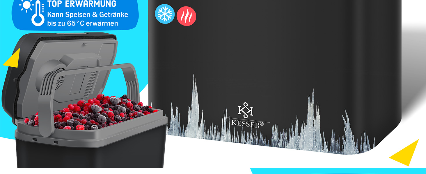 Автомобільний термобокс KESSER 24л: Охолоджує та нагріває (12/230V) для авто, човна, кемпінгу. Міні-холодильник з режимами ECO/MAX, чорний