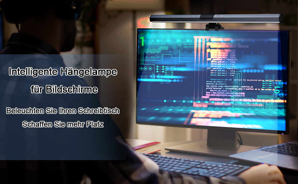 Світлодіодна лампа для монітора Anpro - захист очей, 3 кольори, регулювання яскравості, без відблисків та мерехтіння, сірий