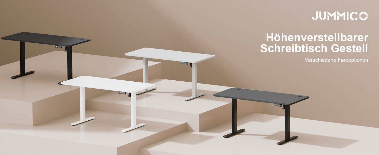 Регульований стіл JUMMICO з USB-роз'ємом та кабельною масою, електричний, з плавним регулюванням висоти, на коліщатках (білий)