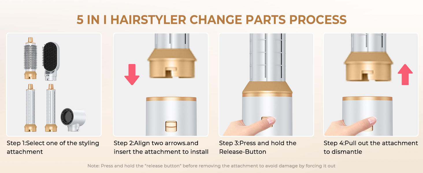 UMIGA Hairstyler 5-в-1: Фен-щітка, плойка, випрямляч для волосся (білий) - професійний набір для укладки