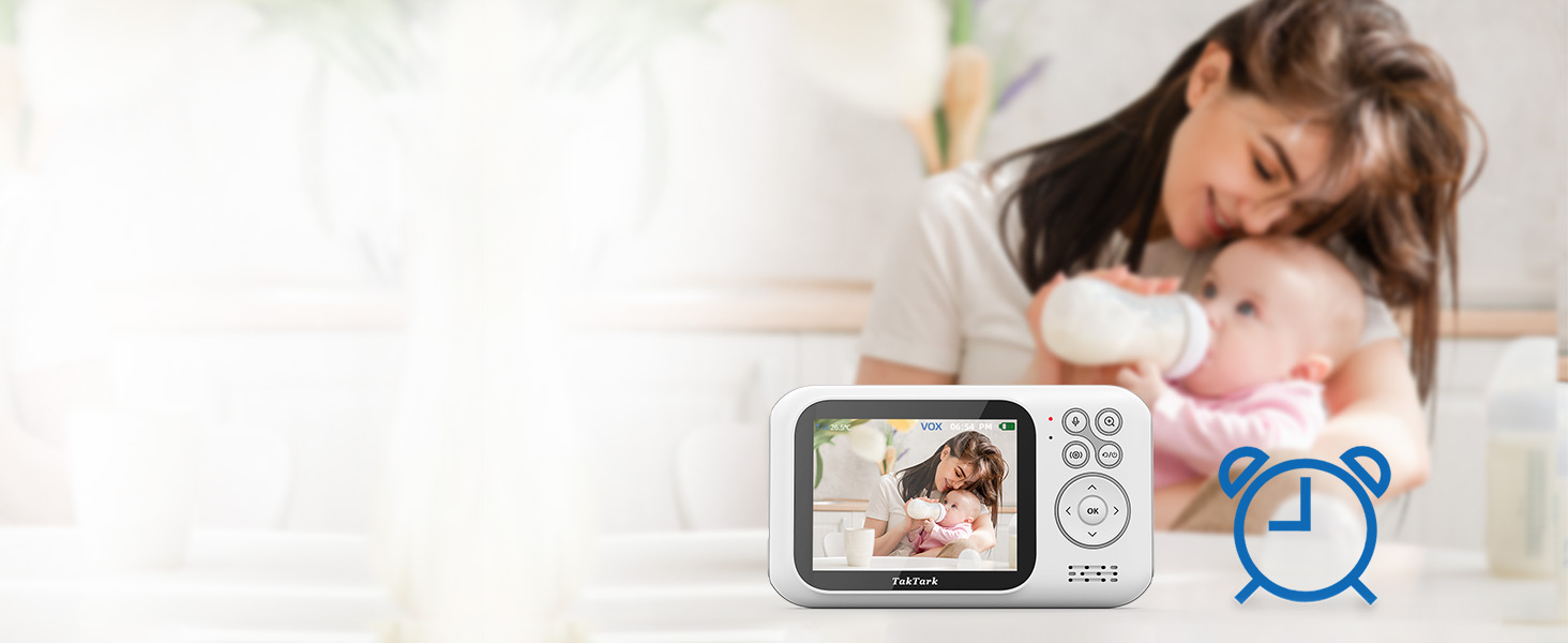 Відеоняня TakTark з камерою та монітором 3.2'', дитячий відеомонітор з зумом, функцією VOX, двостороннім зв'язком, нічним баченням та термометром