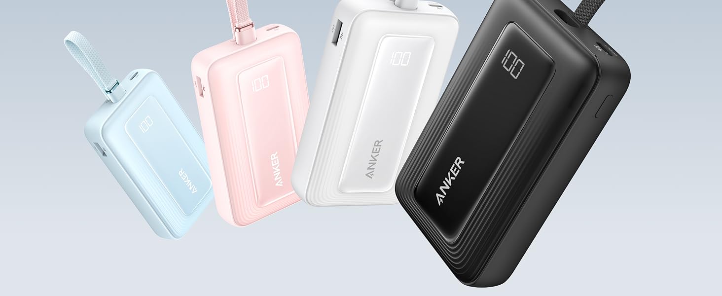 Powerbank Anker Zolo (2025 Upgrade) 20000mAh 30W з USB-C кабелем. Підходить для iPhone, Galaxy та інших пристроїв. Білий