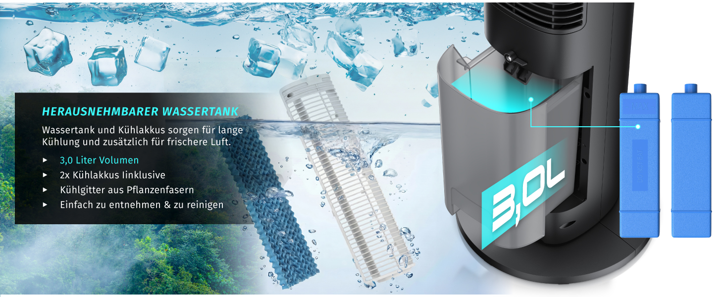 Вентилятор баштовий з функцією охолодження Brandson ECO Design: тихий DC мотор, дистанційне керування, енергоефективний, з коливанням