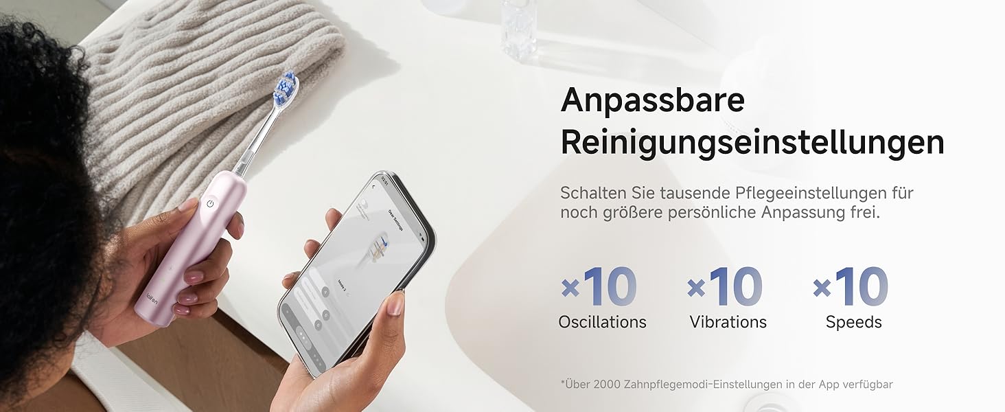 Електрична зубна щітка Laifen Wave Pro Рожева (Алюміній) з 6 режимами, акумулятором на 70 днів та контролем тиску