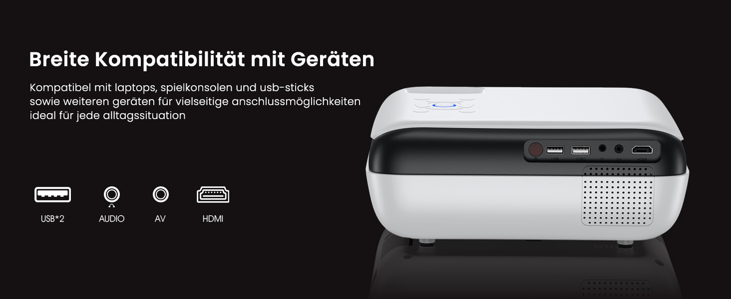 Проектор HAPPRUN Mini Beamer 4K H1: 1080P, Bluetooth, портативний, для дому та кінотеатру