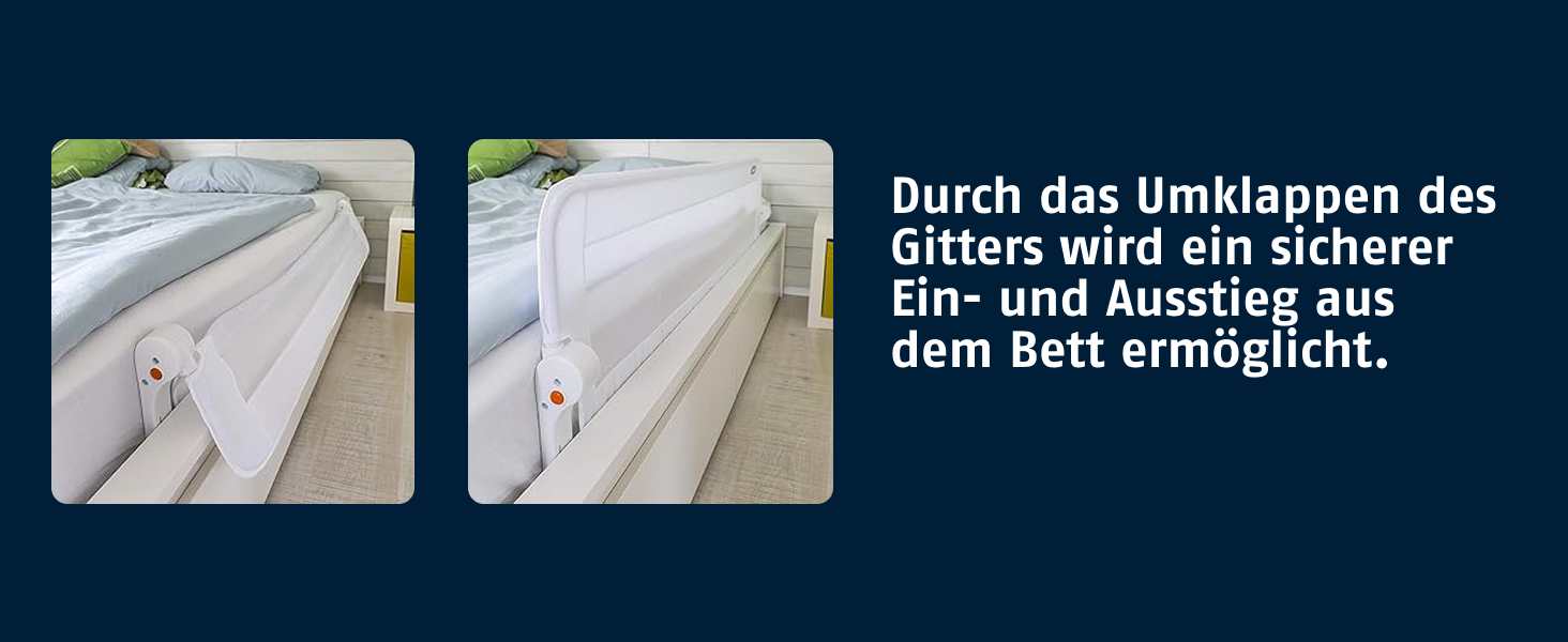 Бортик для ліжка ABUS Eric для немовлят та дітей - захист від випадання для батьківських, дитячих та сімейних ліжок - складаний для подорожей - білий, 150 см