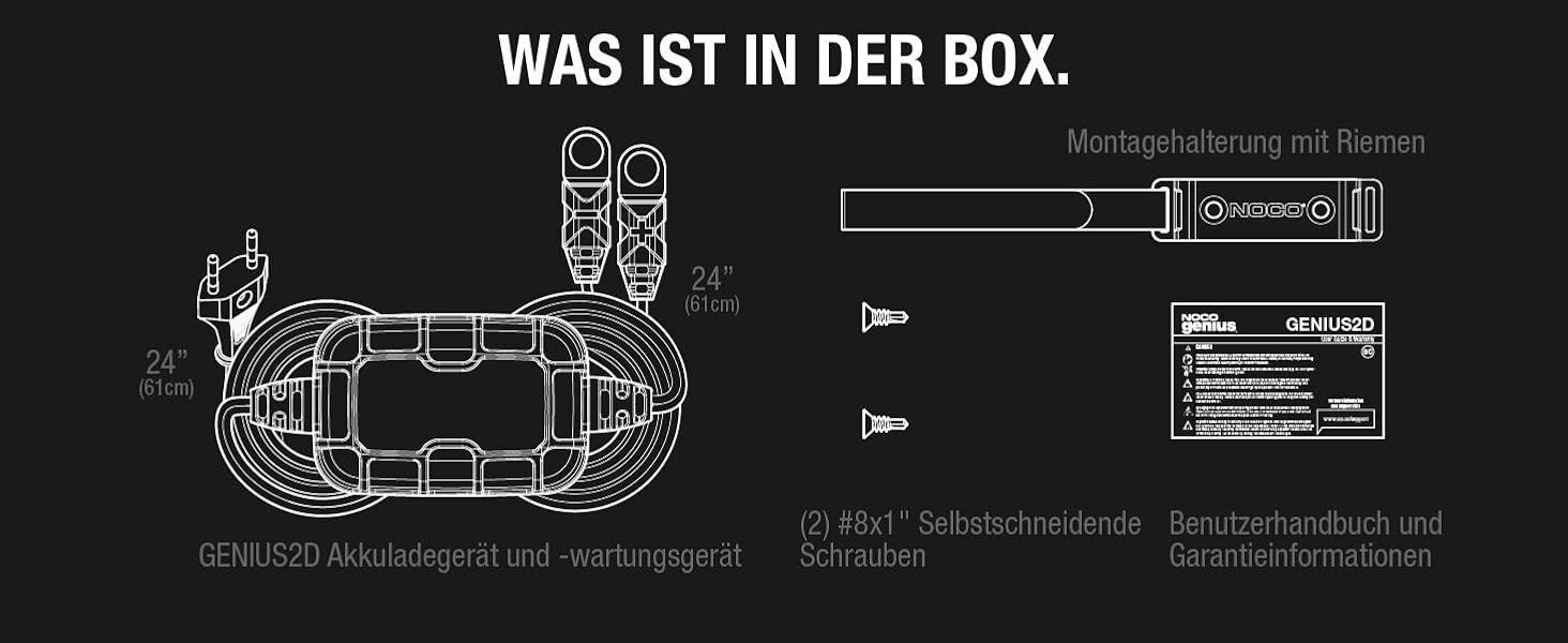 NOCO GENIUS2D: Інтелектуальний зарядний пристрій для акумуляторів 12V 2A – Підтримує, заряджає та десульфатує акумулятори, з захистом від перевантаження та температурною компенсацією. Підходить для свинцево-кислотних акумуляторів