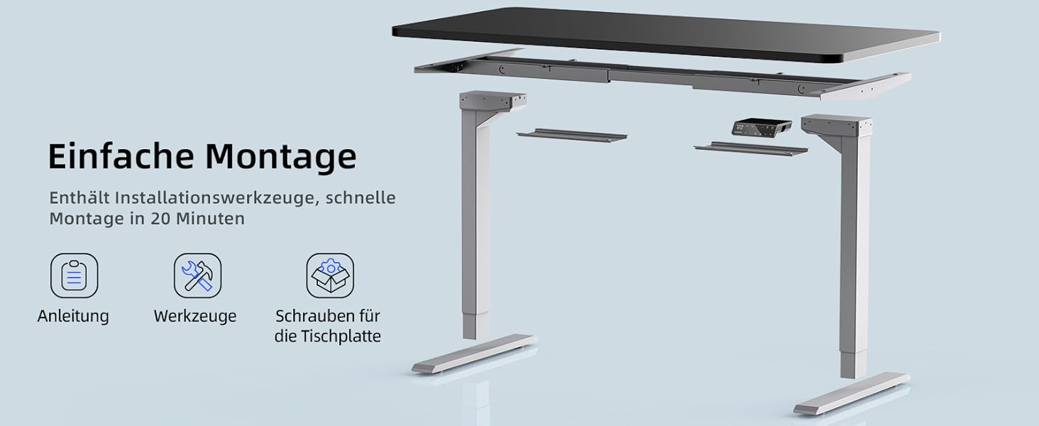 Регульований за висотою електричний стіл MAIDeSITe з 2 моторами, пам'ятью та захистом від зіткнень (72-120 см, сірий)