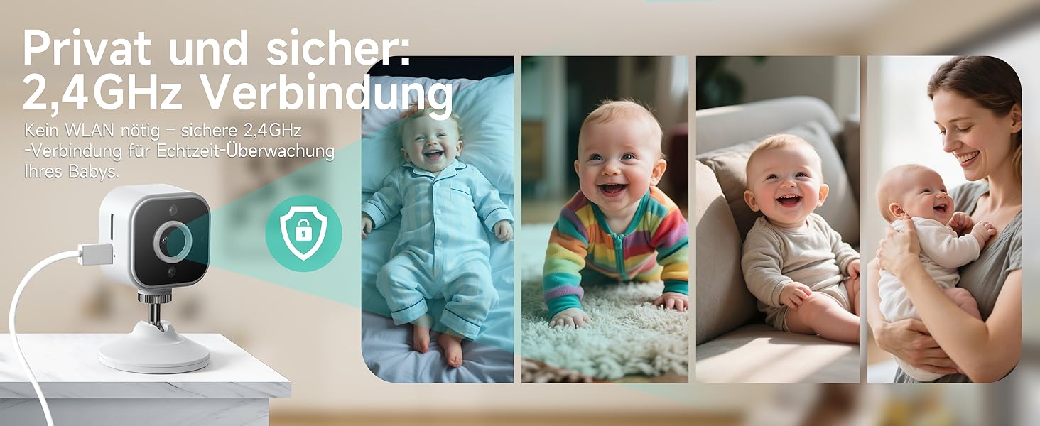 Відеоняня з камерою 1080P без Wi-Fi: монітор, тримач, кліпса для ліжечка, двосторонній звук, датчик температури, виявлення плачу, нічне бачення, 8 колискових, запис фото/відео, SD-карта в комплекті (біла)