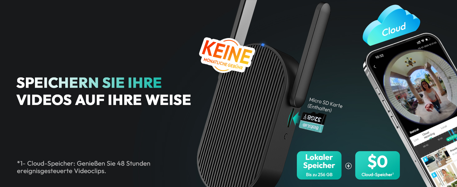 Відеодзвінок з камерою BOTSLAB 5MP, бездротовий, з AI, PIR, 360°, 2-way audio, без щомісячної плати R810
