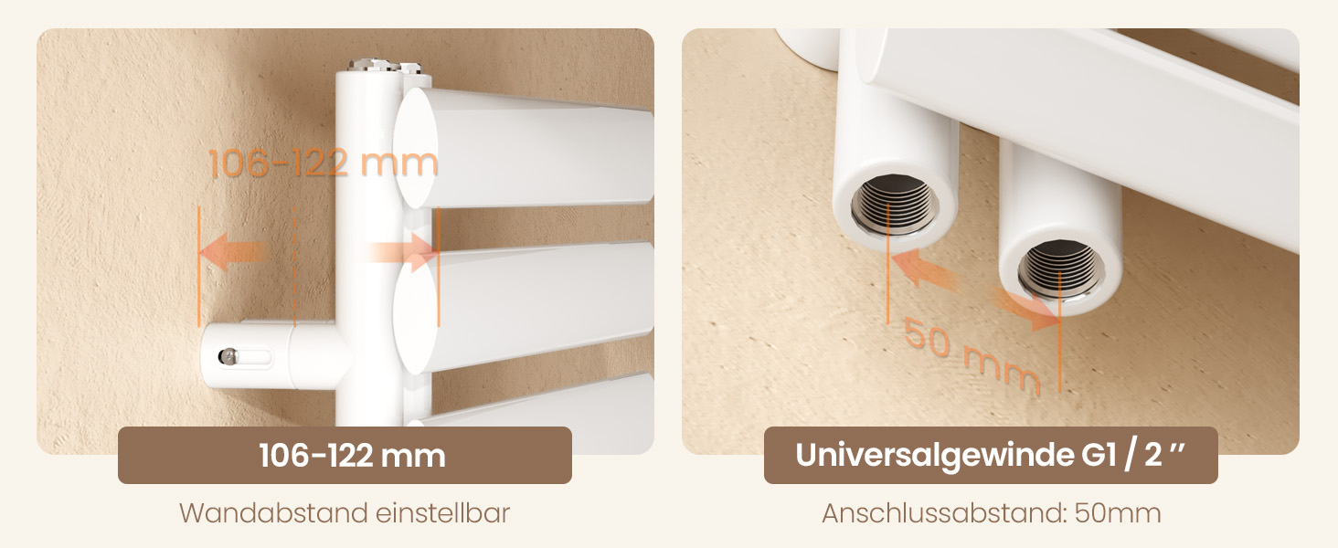 Електричний рушникосушар EMKE Oval, 1120x400 мм, білий, 408 Вт