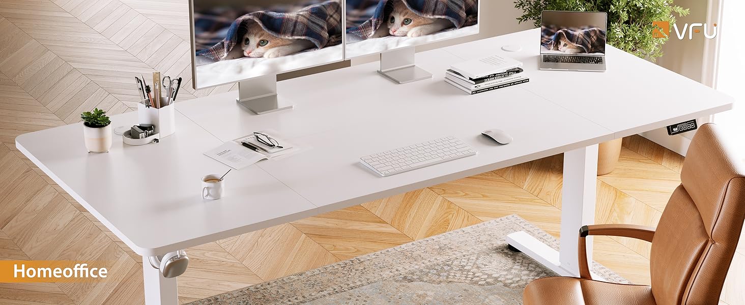 Регульований стіл для роботи з USB-C, електричний, з пам'яттю, стоячи/сидячи, комп'ютерний, для офісу, білий Pro, 200 x 80 см