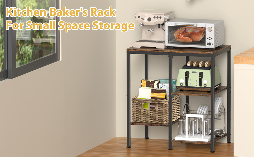 Металевий стелаж для мікрохвильовки, 4 яруси, регульований, для кухні, чорний