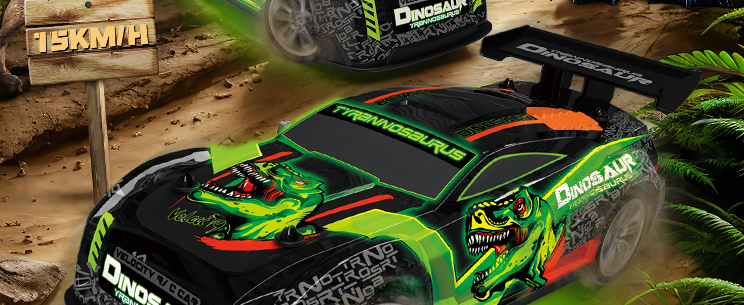 Радіокерований Monstertruck 1:20 2.4GHz Динозавр - швидкість 20 км/год, LED, Музика, для хлопчиків та дівчаток від 3 років